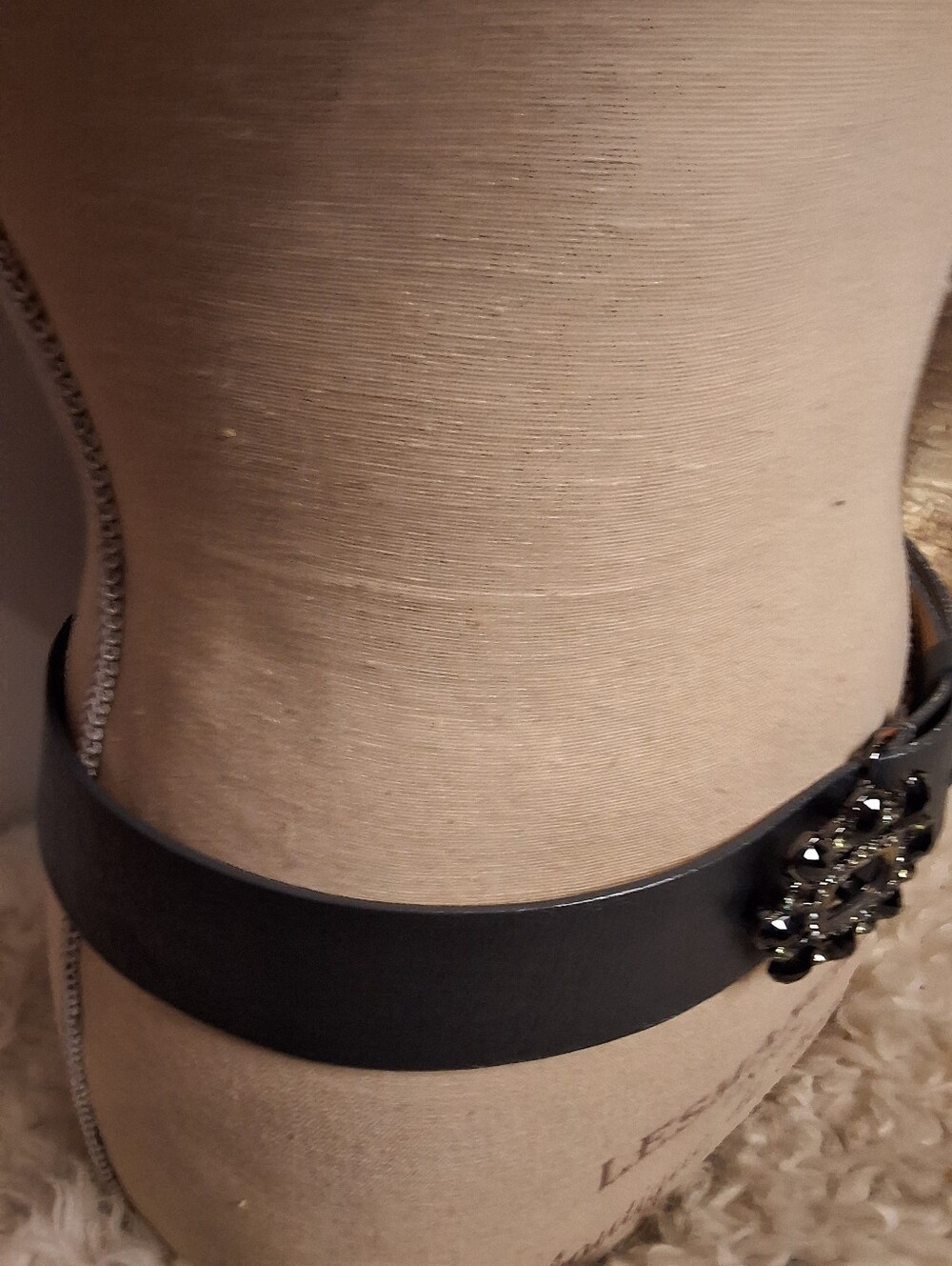 WORTH Black Leather Vintage Jeweled Buckle Western Cowgirl Belt Made in USA M/L - Picture 3 of 12